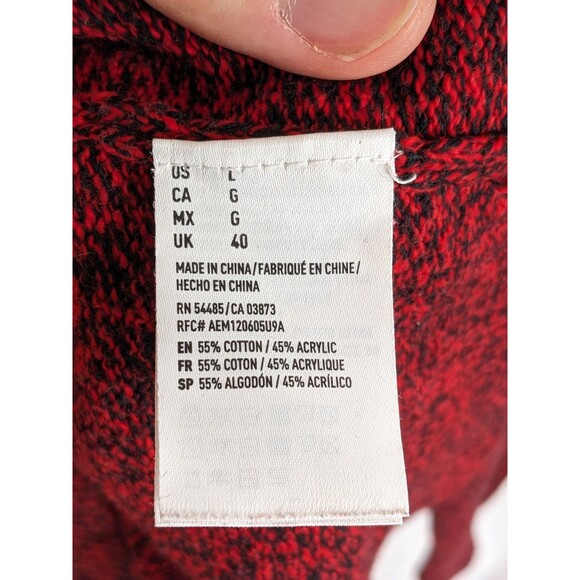 American Eagle Sweater Mens Large Nordic Fair isle Ski Red Navy Soft 1/4 Button - Picture 7 of 10